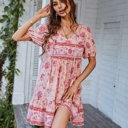 Bohemian Breeze Viscose Summer Dress for Beach Retreats