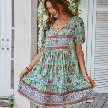 Bohemian Breeze Viscose Summer Dress for Beach Retreats