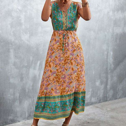 Bohemian Charm Women's V-Neck Maxi Dress - Très Elite