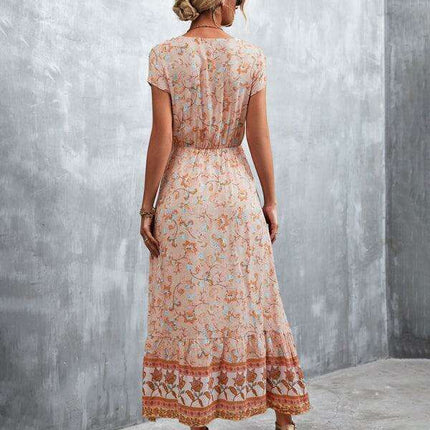 Bohemian Charm Women's V-Neck Maxi Dress - Très Elite