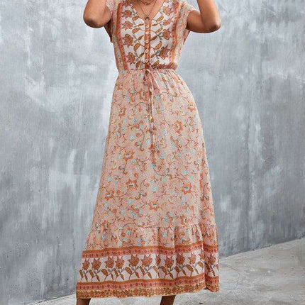Bohemian Charm Women's V-Neck Maxi Dress - Très Elite