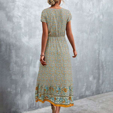 Bohemian Charm Women's V-Neck Maxi Dress - Très Elite