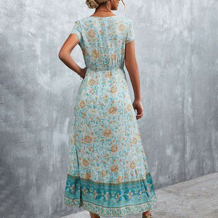 Bohemian Charm Women's V-Neck Maxi Dress - Très Elite
