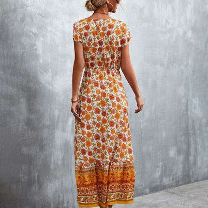 Bohemian Charm Women's V-Neck Maxi Dress