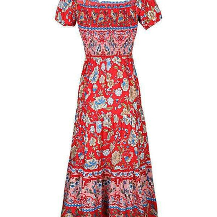 Bohemian Chic One-Shoulder Maxi Dress with Distinctive Ethnic Print - Très Elite