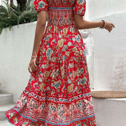 Bohemian Chic One-Shoulder Maxi Dress with Distinctive Ethnic Print - Très Elite