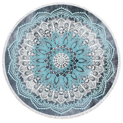 Bohemian Chic Round Microfiber Towel with Tassels - 150CM Luxe Beach Accessory - Très Elite