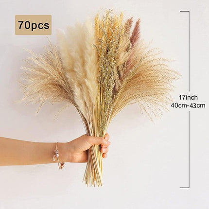 Bohemian Elegance: 70-Piece Natural Pampa Grass Bouquet Set for Home and Event Decor - Très Elite