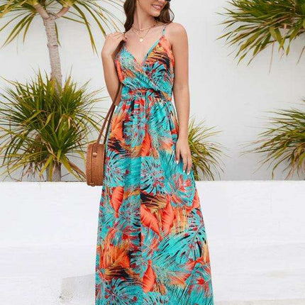 Bohemian Elegance V-Neck Maxi Dress