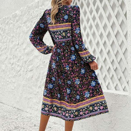 Bohemian Escape Women's Long Sleeve Resort Dress in Viscose - Très Elite