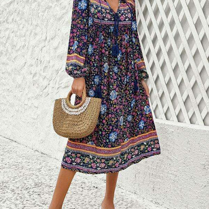 Bohemian Escape Women's Long Sleeve Resort Dress in Viscose - Très Elite