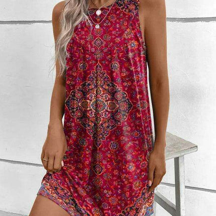 Bohemian Ethnic Print Sleeveless Maxi Dress for Effortless Summer Style - Très Elite