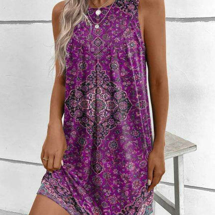 Bohemian Ethnic Print Sleeveless Maxi Dress for Effortless Summer Style