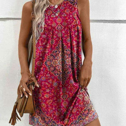 Bohemian Ethnic Print Sleeveless Maxi Dress for Effortless Summer Style