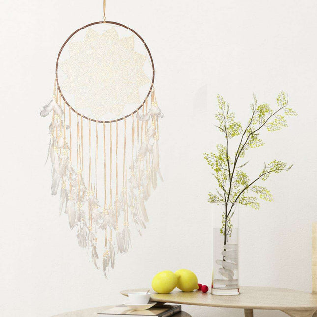 Bohemian Feather Dream Catcher – Handcrafted Wall Art for a Whimsical Ambiance
