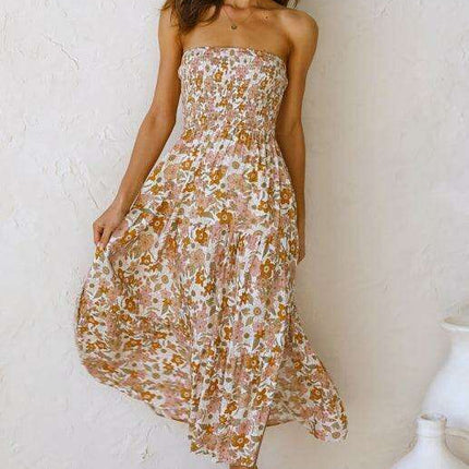 Bohemian Floral Off-Shoulder Maxi Dress - Très Elite