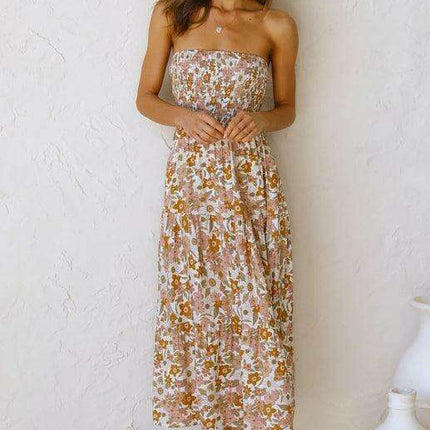 Bohemian Floral Off-Shoulder Maxi Dress - Très Elite