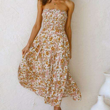 Bohemian Floral Off-Shoulder Maxi Dress - Très Elite