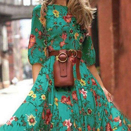 Bohemian Floral Print Dress with Vintage Charm for Year-Round Wear - Très Elite