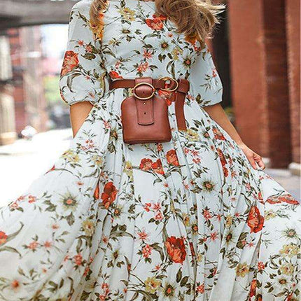 Bohemian Floral Print Dress with Vintage Charm for Year-Round Wear - Très Elite