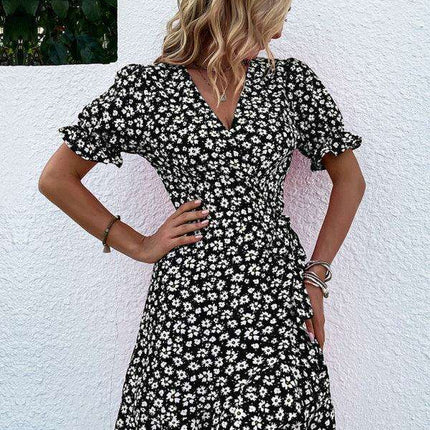 Bohemian Floral Ruffle Maxi Dress with Intricate Woven Design