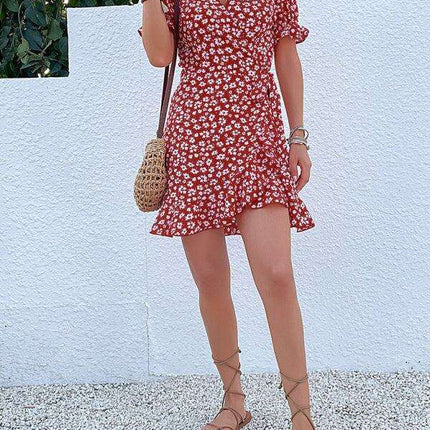 Bohemian Floral Ruffle Maxi Dress with Intricate Woven Design - Très Elite