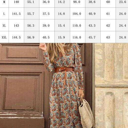 Bohemian Floral V-Neck Maxi Dress with Adjustable Belt - Très Elite