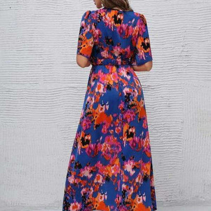 Bohemian Floral V-Neck Summer Dress with Asymmetrical Hem - Très Elite