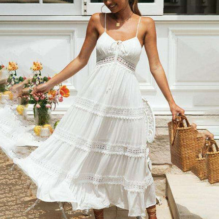 Bohemian Lace Midi Dress with Vintage Elegance - Très Elite