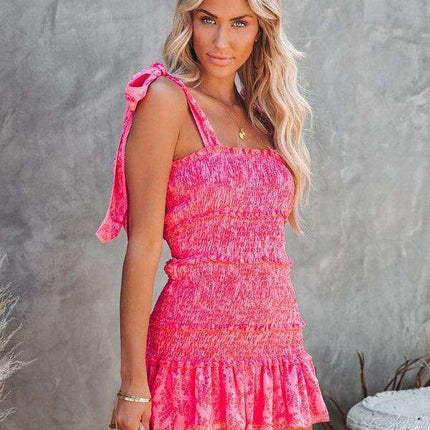 Bohemian Style Ruffled Dress with Off-Shoulder Sleeves