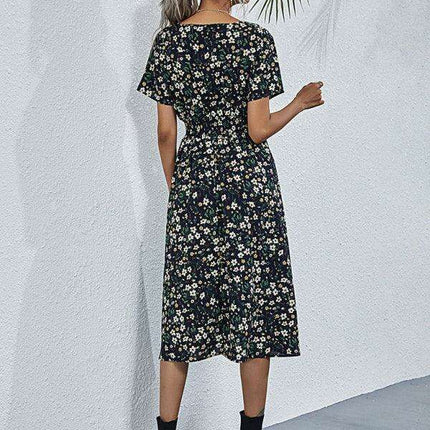 Bohemian Summer Square Neck Dress - Lightweight and Trendy - Très Elite