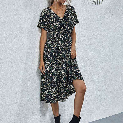 Bohemian Summer Square Neck Dress - Lightweight and Trendy - Très Elite