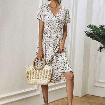 Bohemian Summer Square Neck Dress - Lightweight and Trendy - Très Elite