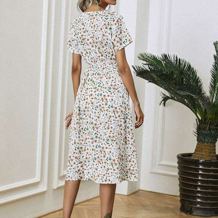 Bohemian Summer Square Neck Dress - Lightweight and Trendy - Très Elite