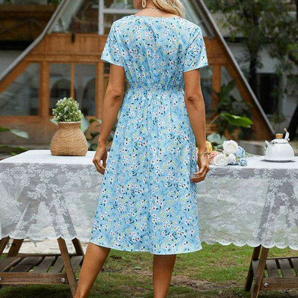 Bohemian Summer Square Neck Dress - Lightweight and Trendy - Très Elite