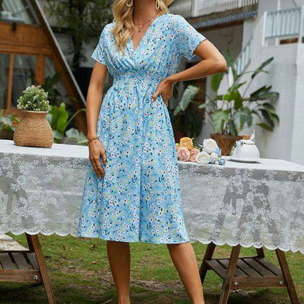 Bohemian Summer Square Neck Dress - Lightweight and Trendy - Très Elite
