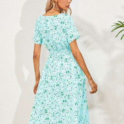 Bohemian Summer Square Neck Dress - Lightweight and Trendy - Très Elite