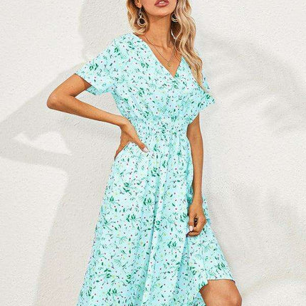 Bohemian Summer Square Neck Dress - Lightweight and Trendy - Très Elite