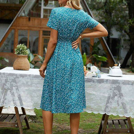Bohemian Summer Square Neck Dress - Lightweight and Trendy - Très Elite