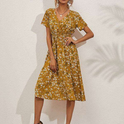 Bohemian Summer Square Neck Dress - Lightweight and Trendy - Très Elite