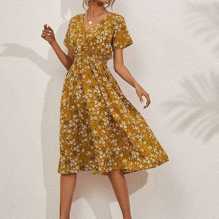 Bohemian Summer Square Neck Dress - Lightweight and Trendy - Très Elite