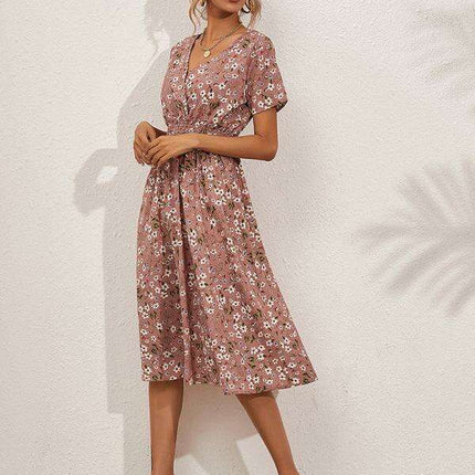 Bohemian Summer Square Neck Dress - Lightweight and Trendy - Très Elite