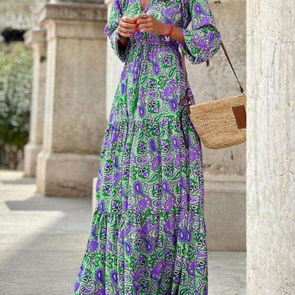 Bohemian V-Neck Swing Dress for Effortless Style - Très Elite