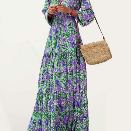 Bohemian V-Neck Swing Dress for Effortless Style