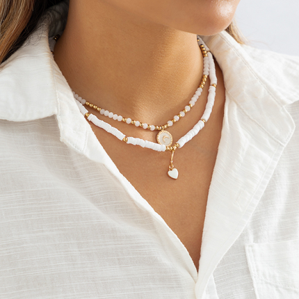 Bohemian retro temperament soft clay necklace, ethnic style simple love crystal necklace - Très Elite