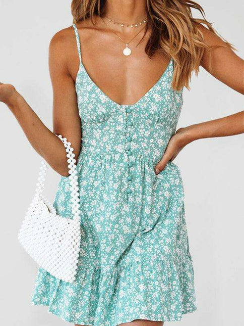 Boho Blossom Floral Mini Sundress - Sustainable Style for Women