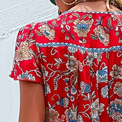 Boho Chic Floral V-Neck Rayon Dress with Slit for Women - Très Elite