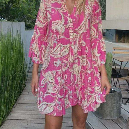 Boho Chic Layered Print Mini Dress - Très Elite
