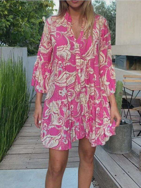 Boho Chic Layered Print Mini Dress