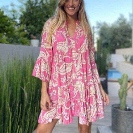 Boho Chic Layered Print Mini Dress - Très Elite